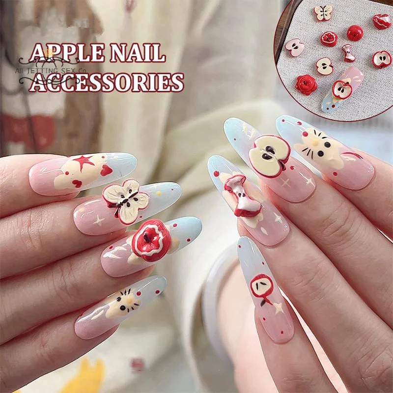 5/30 Stück DIY Nägel Teil Kreative Niedliche Simulierte Frucht Rotes Harz Nail Art Charms Gemaltes Obst Mehrere Form Nail Art Dekorationen