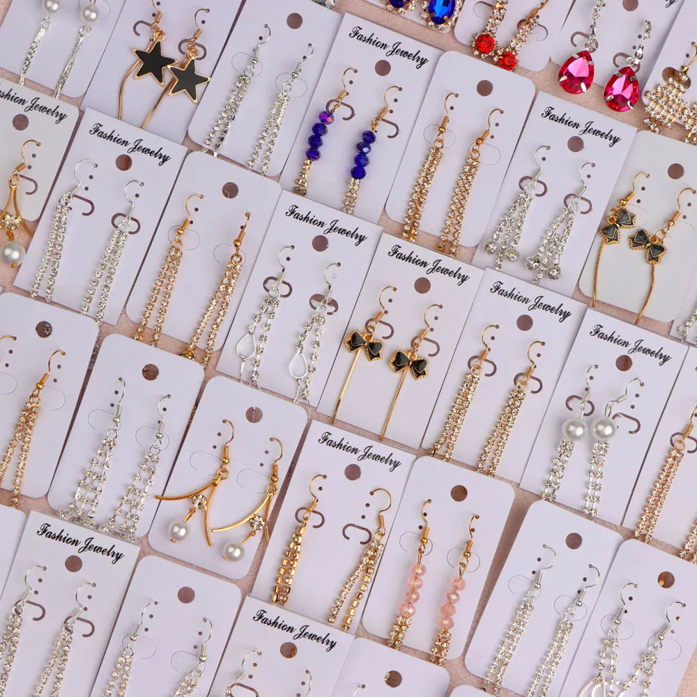 30pairs/Lot Cute Fashion Rhinestone Mixed Dangle Drop Earrings For Women Elegant Best Girlfriend Gift Party Jewelry Accessories