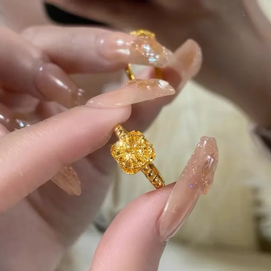Sparkling Sugar Ring 18k Gold Ring for Woman High-quality Luxury AU750 Ring Party Banquet Fine Jewelry 18K No Demolding
