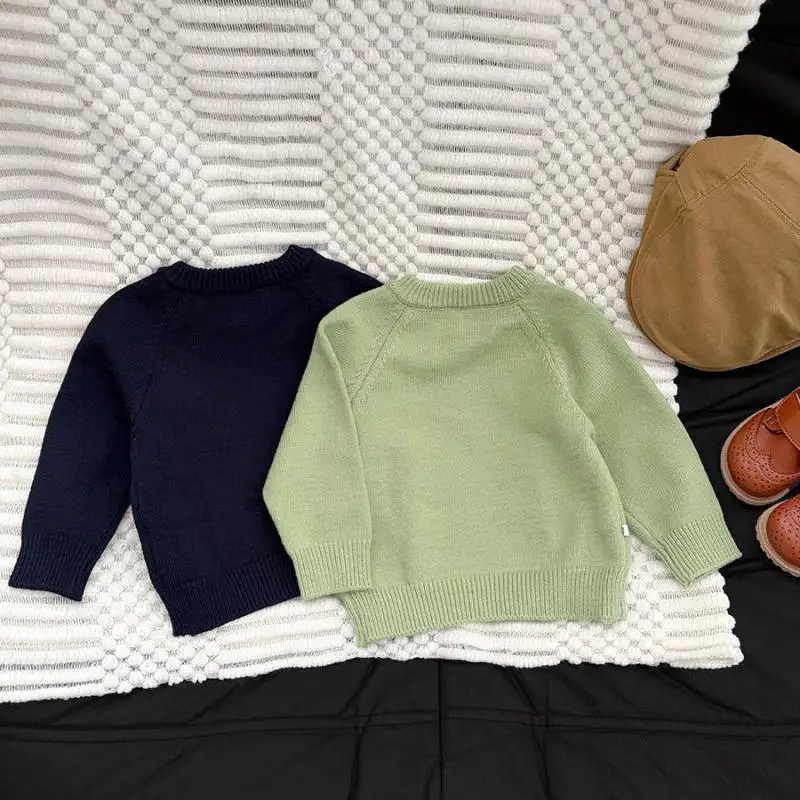 2026 Autumn New Children Knitted Sweater Cotton Girls Long Sleeve Pocket Pullover Boys Fashion Casual Knitwear Kids Clothes