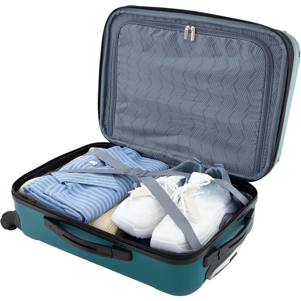 Expandable 20" Carry-On Hardside Spinner Luggage with 360° Wheels, Teal - Perfect for Travelers