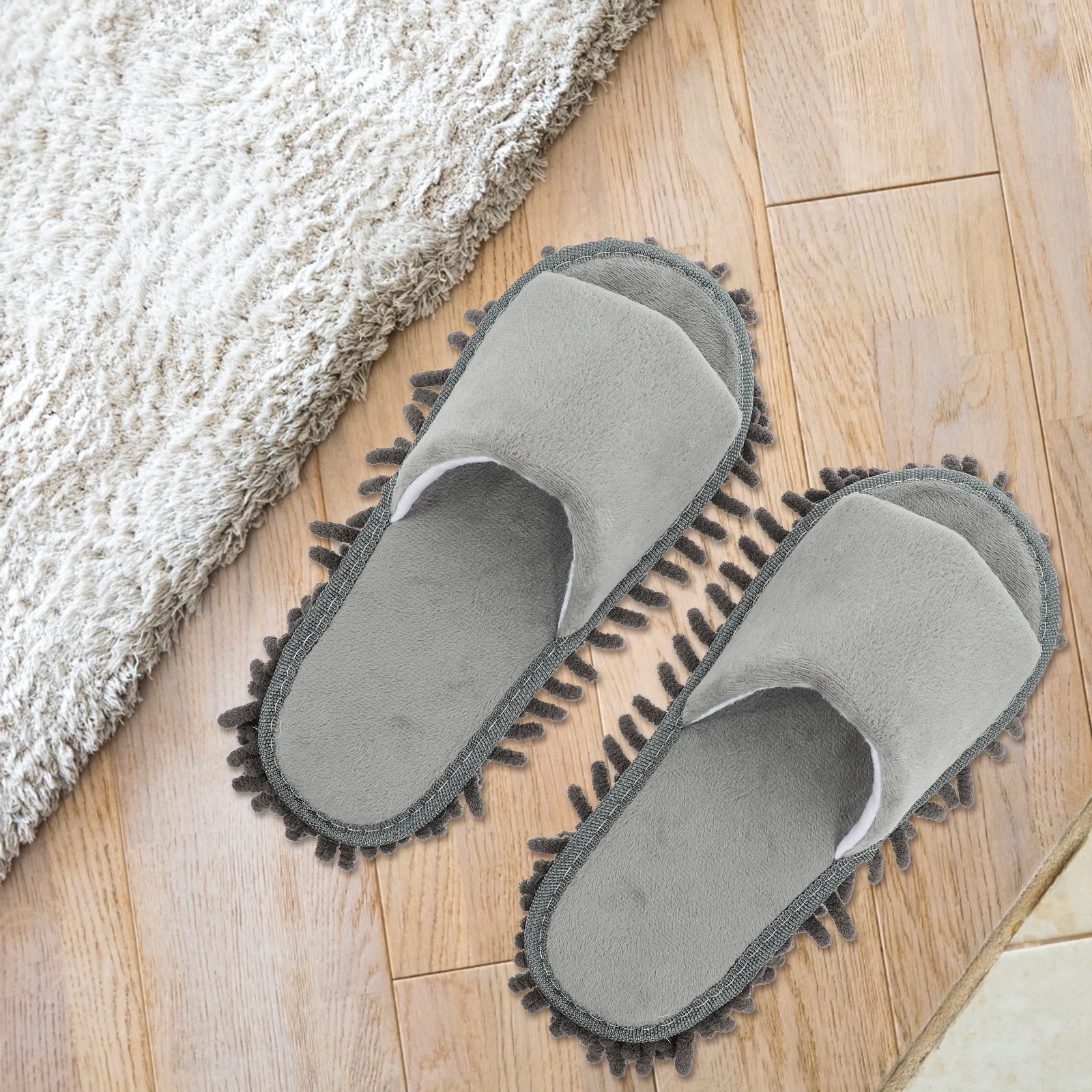 DEARMAMY 2 Pairs Reusable Mop Slippers for Floor Cleaning Household Shoes Covers