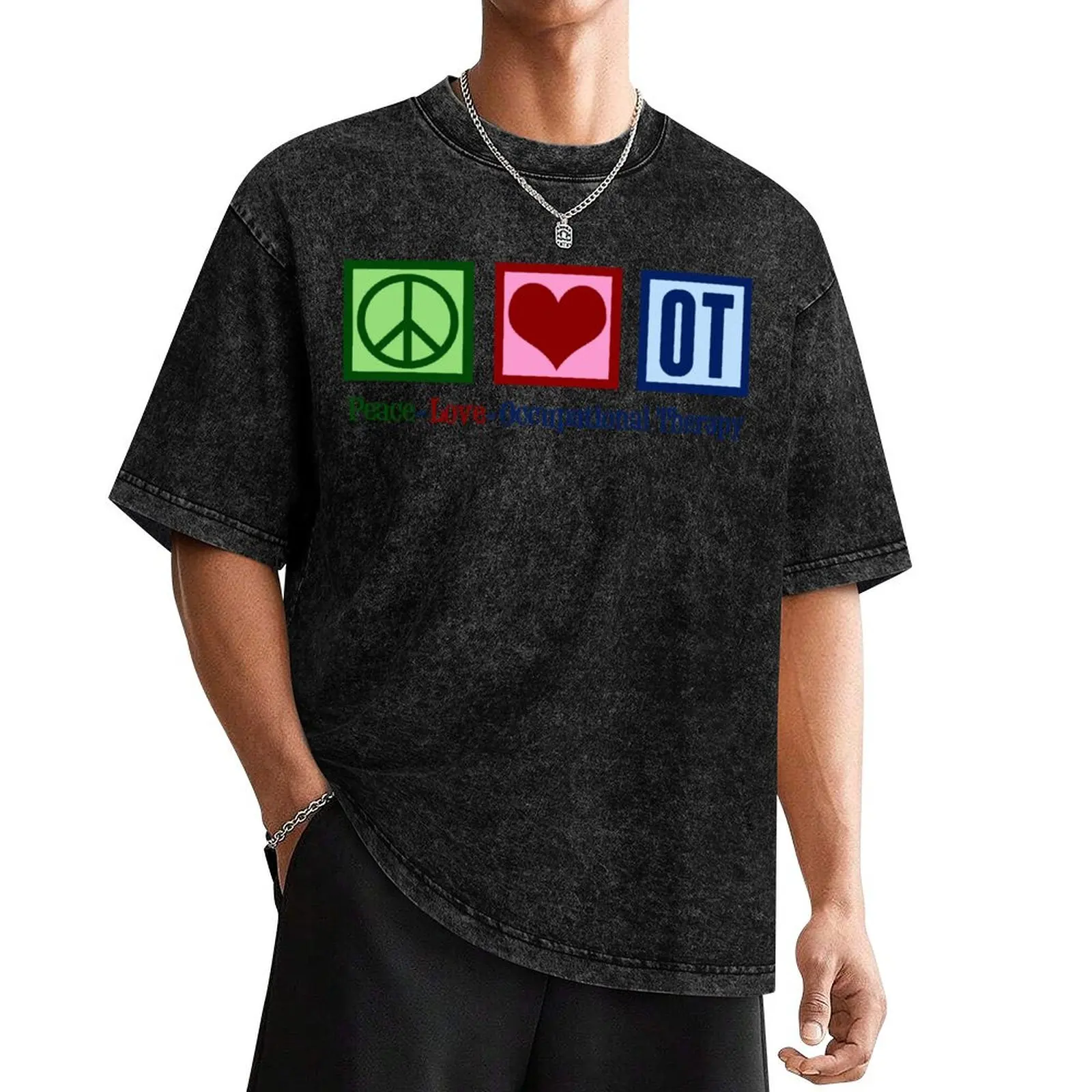 

Peace Love Occupational Therapy T-Shirt Luxury man valentines boutique clothes slim fit t shirts for men