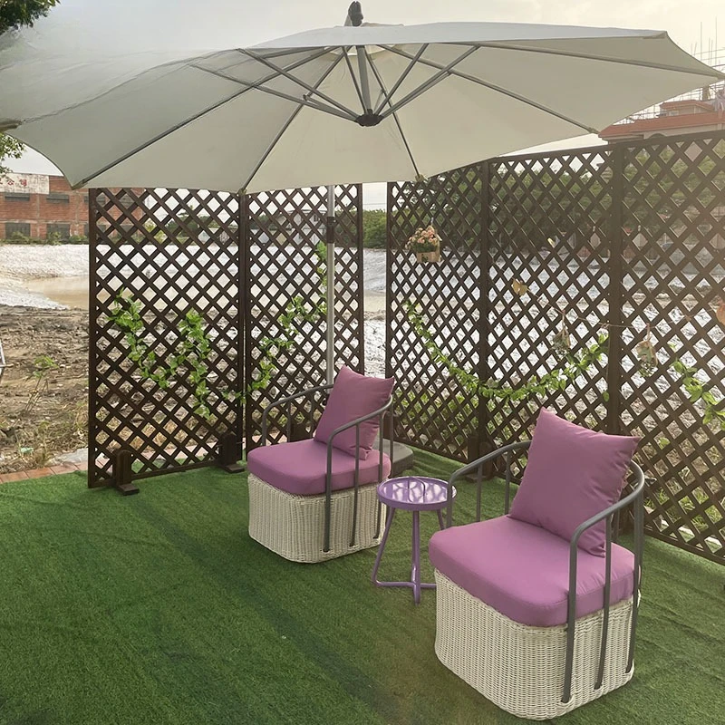 

Nordic outdoor garden balcony sofa chair combination rattan furniture outdoor courtyard open-air milk tea shop PE rattan chair