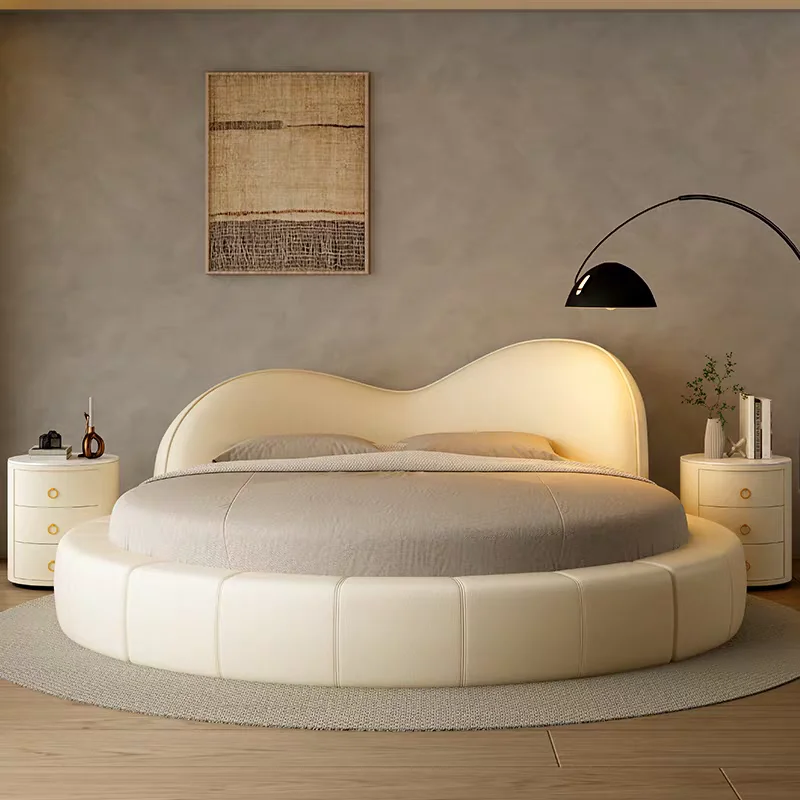 European Fancy Bed Minimalist White Cream Deluxe Bed French Sleeping Headboard Camarotes Para Dormitorio House Accessories