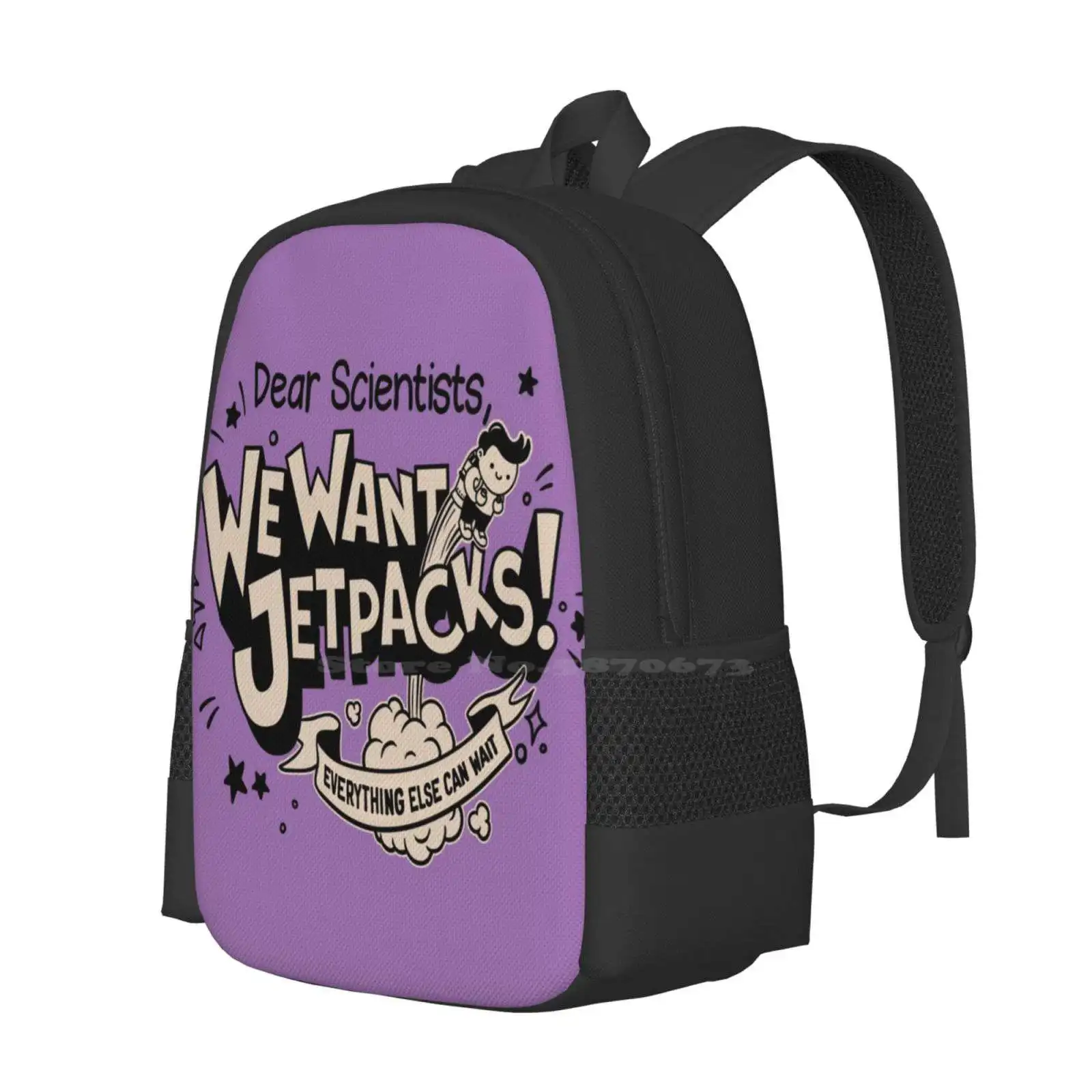 We Want Jetpacks! Hot Sale Schoolbag Backpack Fashion Bags Jetpack Science Scientist Stars Smoke