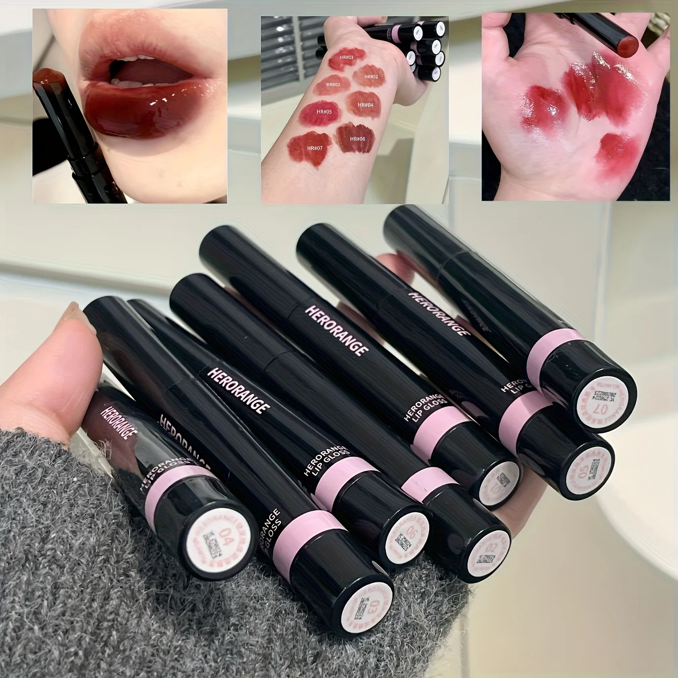 Herorange Glossy Moist Lip Gloss Hydrating Lustrous Waterproof Long Lasting Plump Lips Korean Style for Holiday Gifts