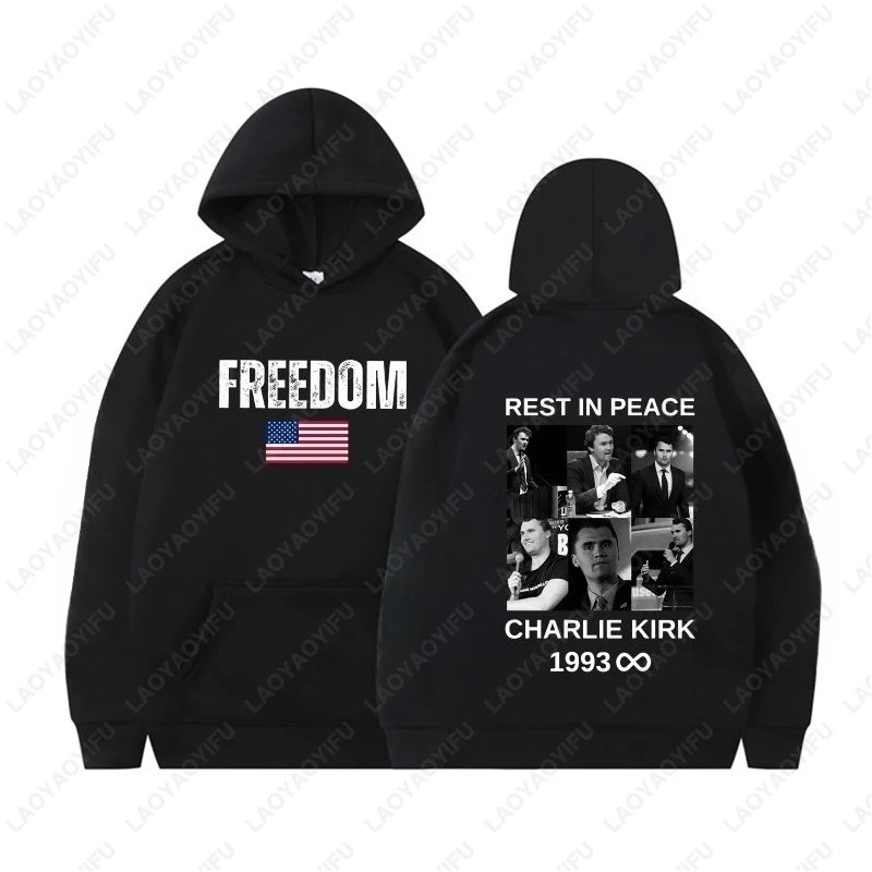 

Charlie Kirk Graphic Hoodie Freedom Slogan Printing Drop Shoulder Sweatshirt Pray for Shirt Unsiex Fashion Patriotic Pullovers