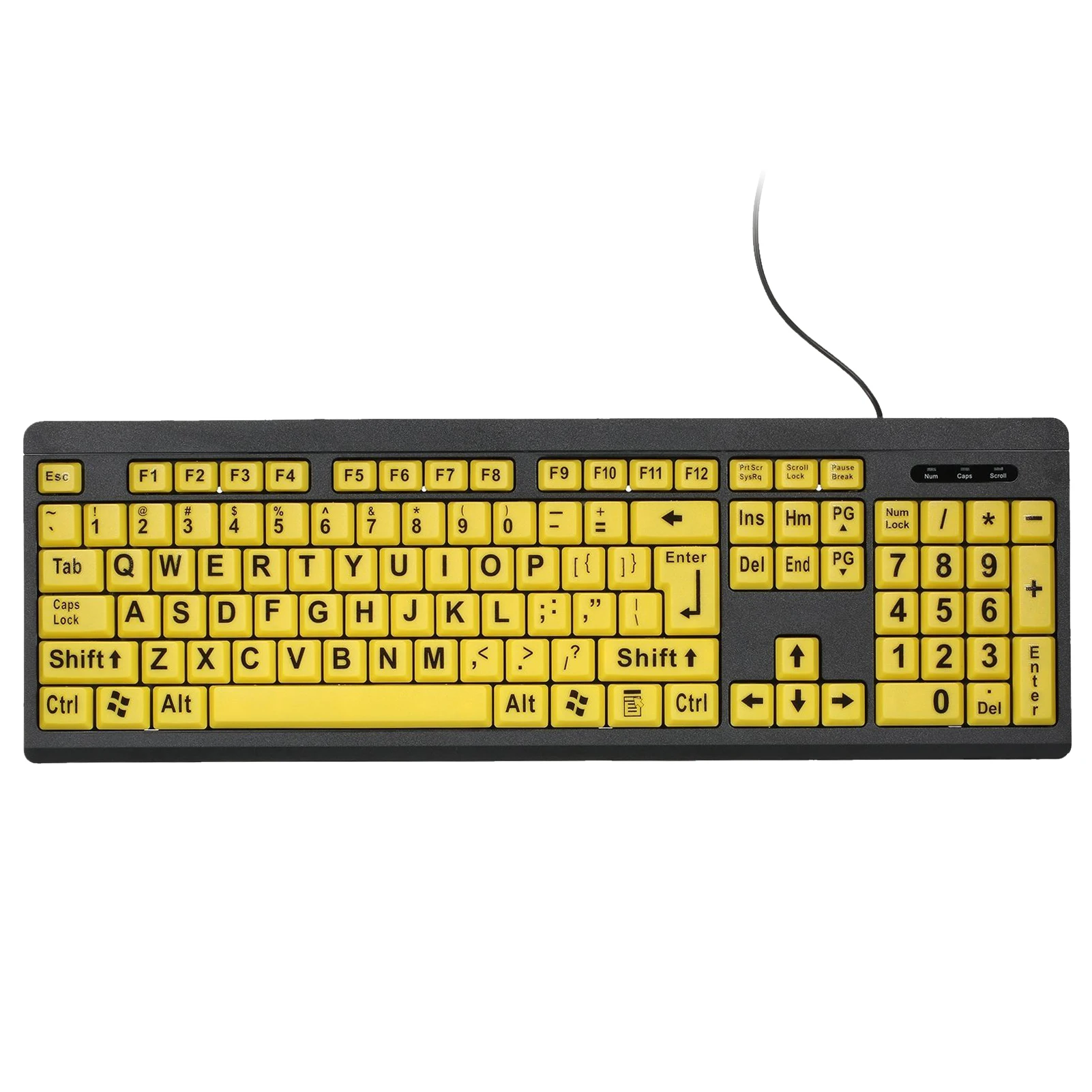 Wired Keyboard USB Large Print Computer Keyboard for Low Vision Users High Contrast 104 Keys Letters for Old Men