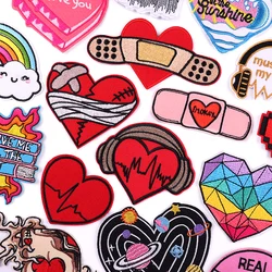 Cartoon/Band Aid Love Embroidery Patch Jeans Sewing Applique Iron On Patches For Clothing Rainbow Letter Patches On Clothes DIY