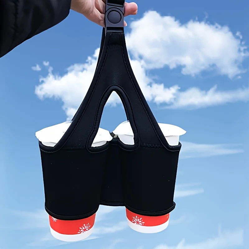 

Прочный держатель для напитков на два стакана с креплением на ремень безопасности — многофункциональная сумка для кофе и чая для спорта, кемпинга, активного отдыха