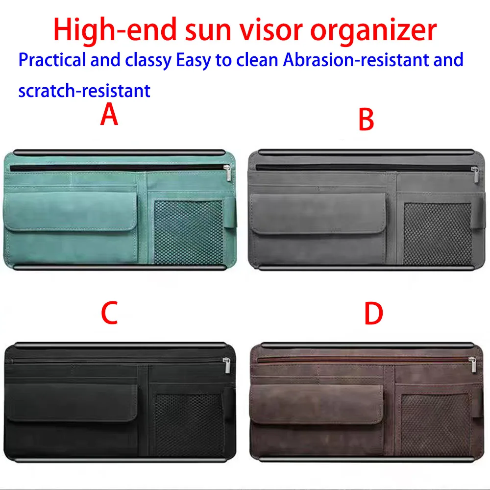 Automobile tumbled leather high-end sun visor storage bag sunglasses case card holder double storage bag automatic zipper bag