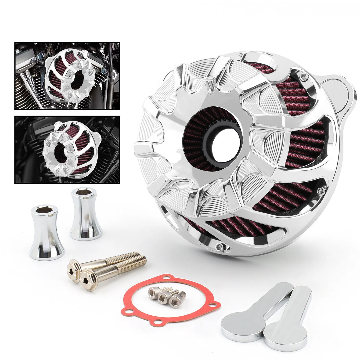Chrome Air Cleaner Intake Filter For Harley Dyna FXR Touring Road Glide King Softail Air Intake Fuel Delivery Systems Car Parts