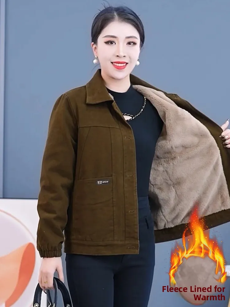 Casual Thiened Fce doublé ort Jaet femme Faion Design polyvalent vêtements d'extérieur d'hiver Sli Top Quali matériel
