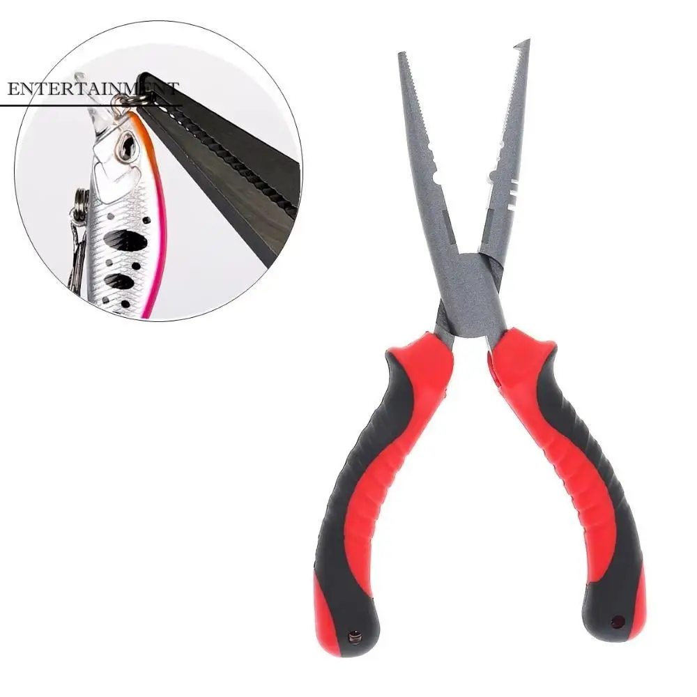 

High Carbon Steel Fishing Pliers Line Cutter Split Pliers Fish Mouth Pliers Hook with Rubber Handle Multi-functional