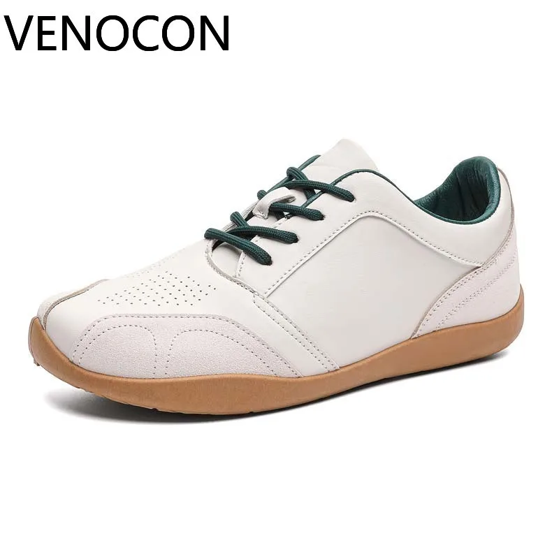 VENOCON Barefoot Wide Ball Fit Toe Box Nose Fashion Minimalist Zero Drop Fabric Leather Upper Shoes Sneakers For Men Man Woman