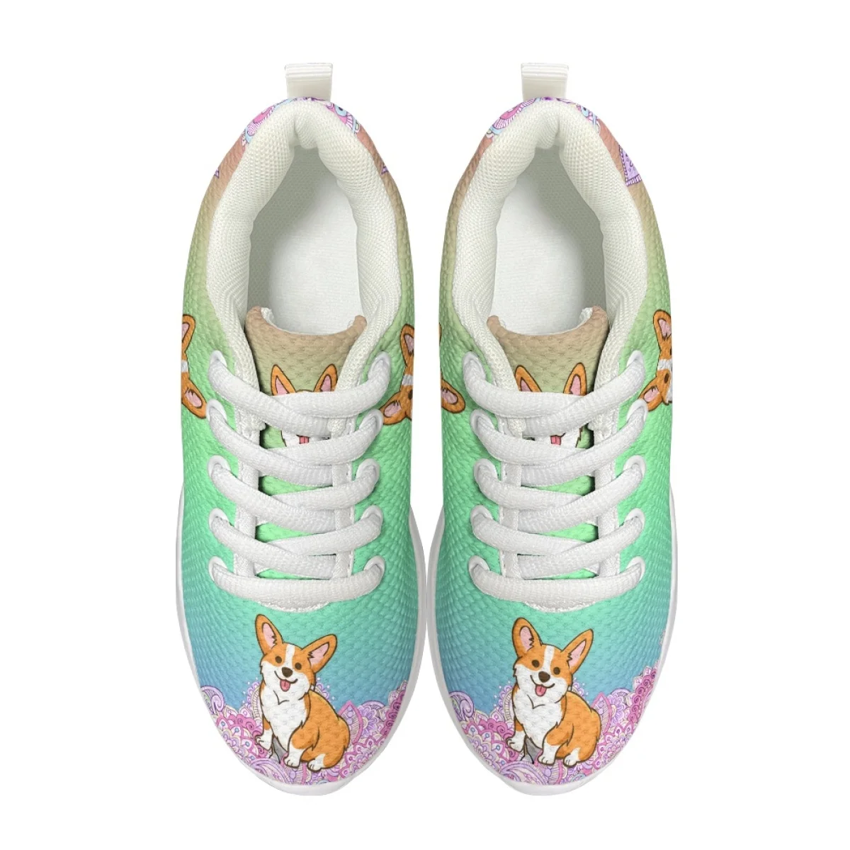 Gradient Color Mandala Corgi Design Cute Childrens Shoes Кроссовки Baskets Boys Enfant AF Mesh Cozy Light Sneakers Boy Footwear