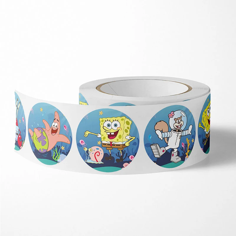 500PCS Spongebob Cartoon Stickers Anime Figure Image DIY Children\'s Reward Envelope Sealing Decoration Sticker Festival Gift