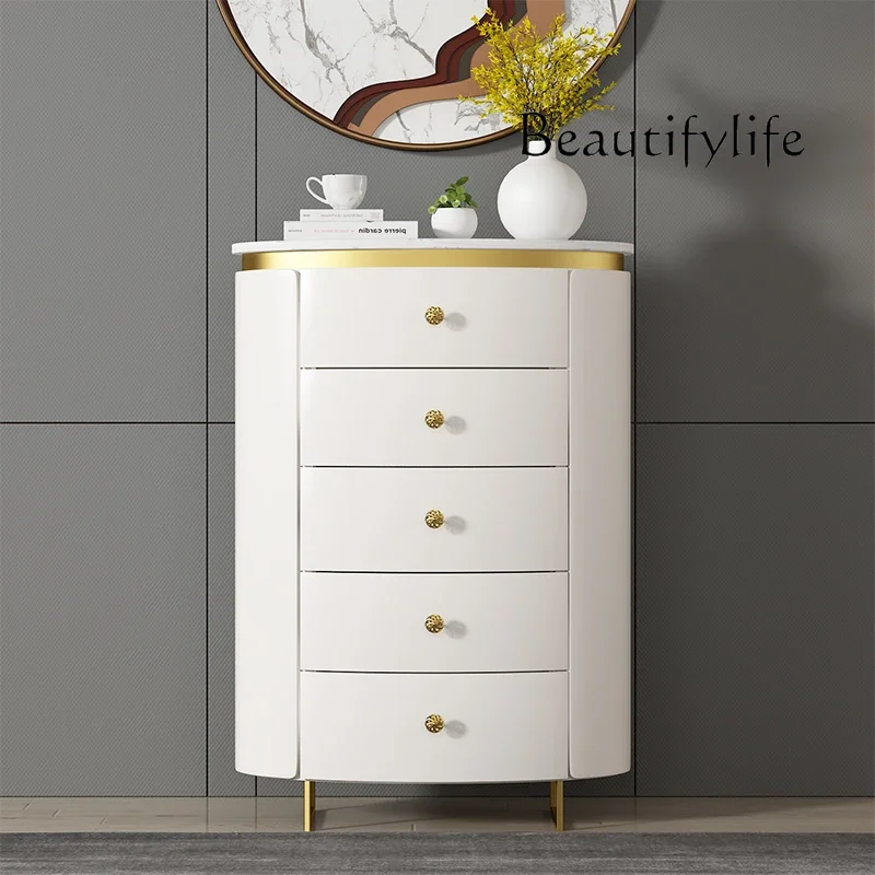 

Light Luxury Chest of Drawers Solid Wood Wall Storage Cabinet TV Side Cabinet Curio Living Room Entrance Cabinet