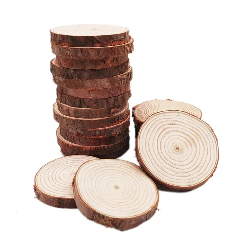 10 قطعة 6-7 سنتيمتر شرائح الخشب الجولات الطبيعية دوائر خشبية غير مكتملة عيد الميلاد الحلي للوقايات ، لوازم الحرف #3