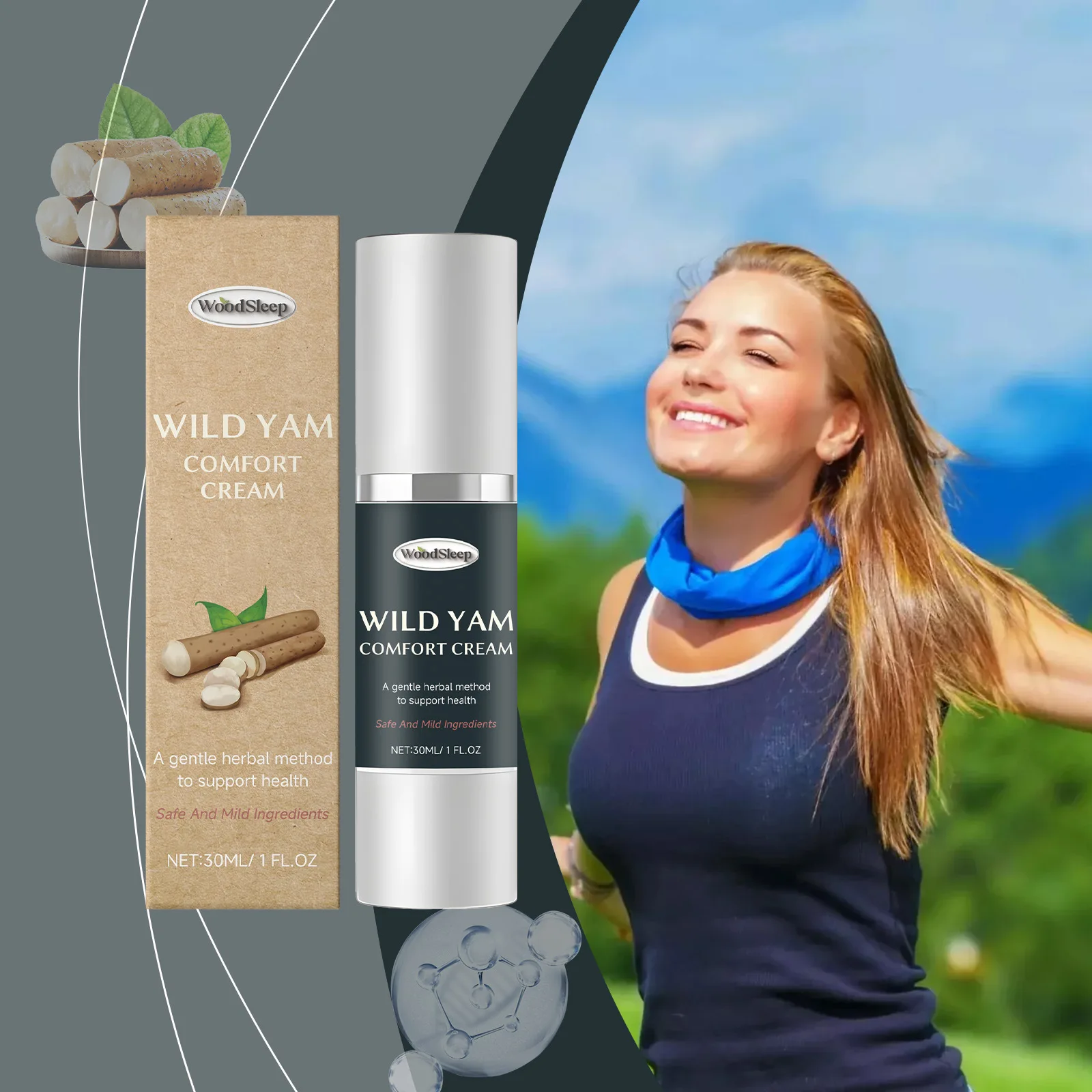 Wild Yam ครีมวัยหมดประจําเดือนสนับสนุน Estrogen BALANCE วัยหมดประจําเดือนบรรเทาปรับปรุงผิว Healthy Moisturizing ฮอร์โมน Harmonised Cream