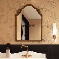 French retro special-shaped bathroom mirror American style, washstand wall-mounted makeup mirror, wall-mounted makeup mirror