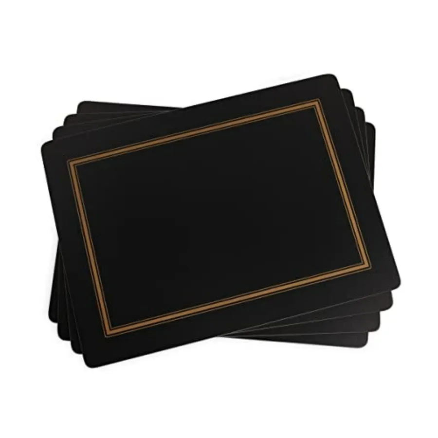 

Classic Black Dining Placemats Set of 4 Heat Resistant Cork-Backed Board 15.7 x 11.7 Durable Hard Placemats for Table