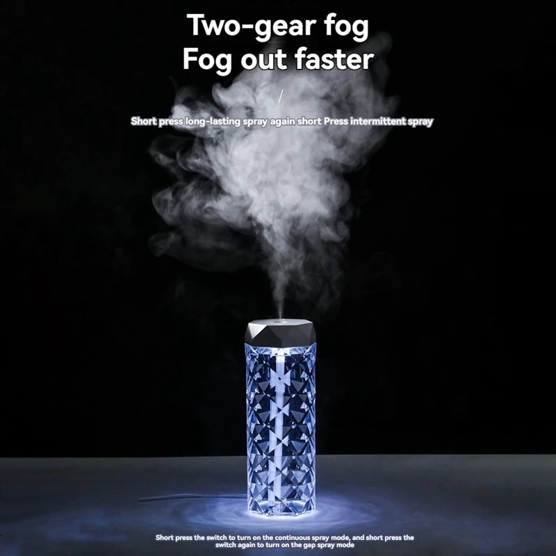 400Ml Small Air Humidifier Colorful Ambient Lighting  Multiple Faceted Prism Design  Multiple Faceted Prism Design