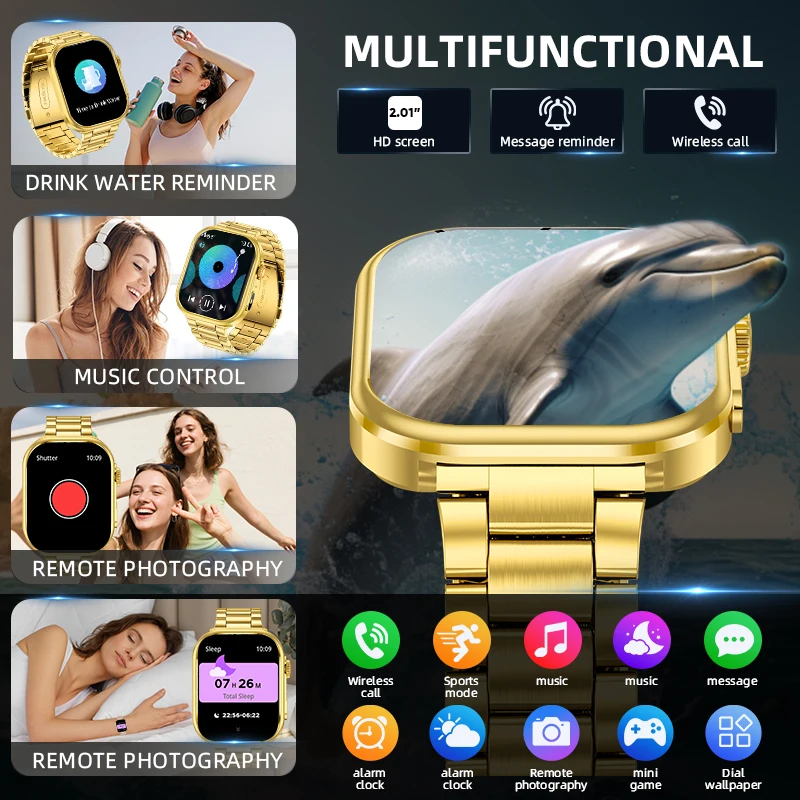 

LIGE Smart Watch Men Women Flashlight 2.01” HD Display AI Voice Bluetooth Call Sports Watches Health Monitor Smartwatch Men New