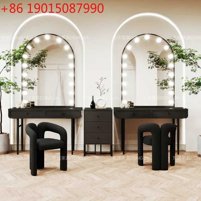 Black Drawers Dressing Table Mirror Set Women Drawer Dressers Makeup Living Room Luxury Tocador Para Dormitorio Furniture