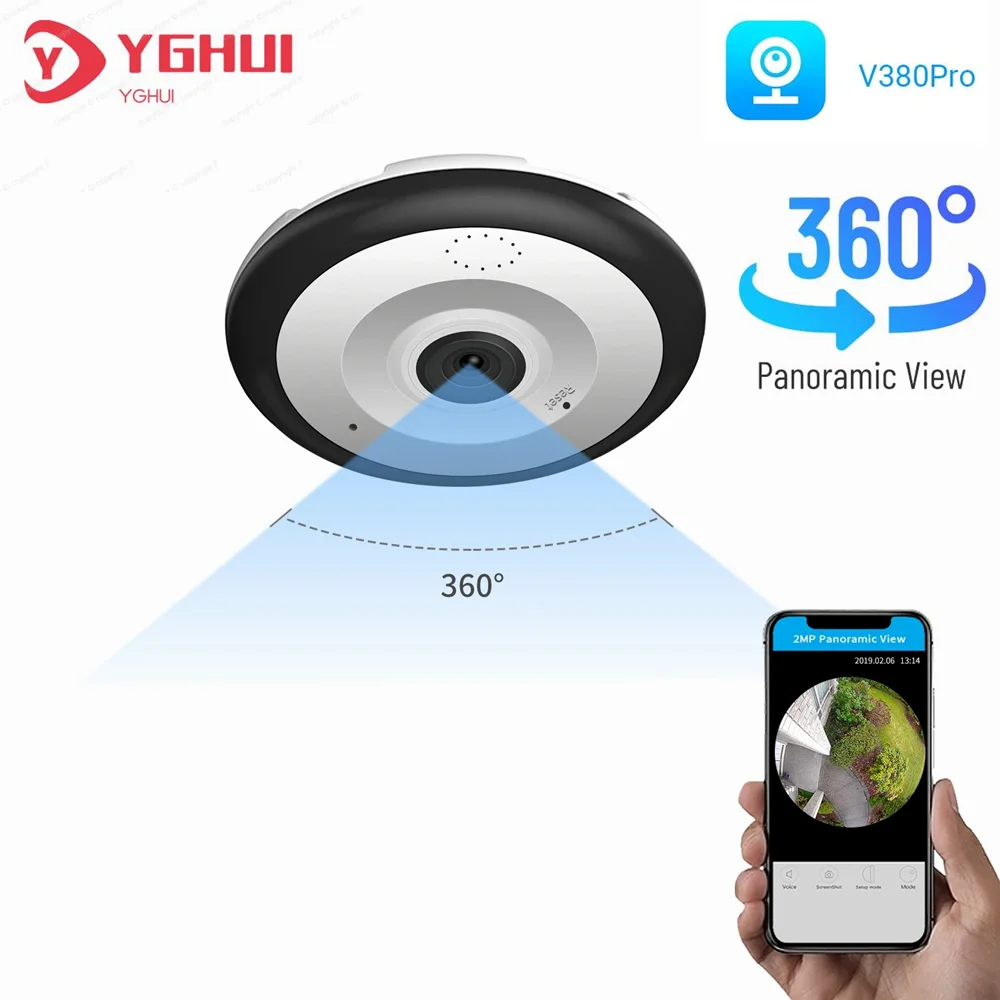 

5MP V380 Pro MINI WIFI Camera 360 Degree Panoramic Smart Home CCTV Two Ways AUDIO Wireless Security Camera