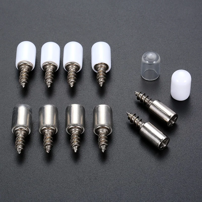 20Pc Cabinet Shelf Studs Pegs Pin Brackets Support with White/clear Cover Self-tapping Screw Furniture Partition Connect Bracket