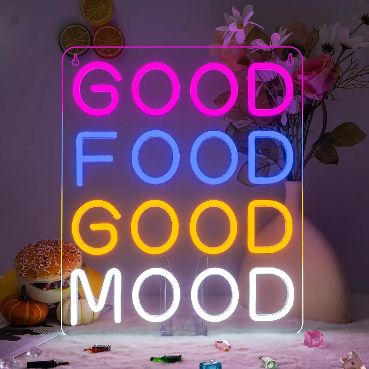 الغذاء الجيد المزاج الجيد النيون LED تسجيل الغذاء النيون علامات للجدار ديكور ضوء النيون مع USB بالطاقة لمتجر الوجبات الخفيفة مطعم الوجبات السريعة #1