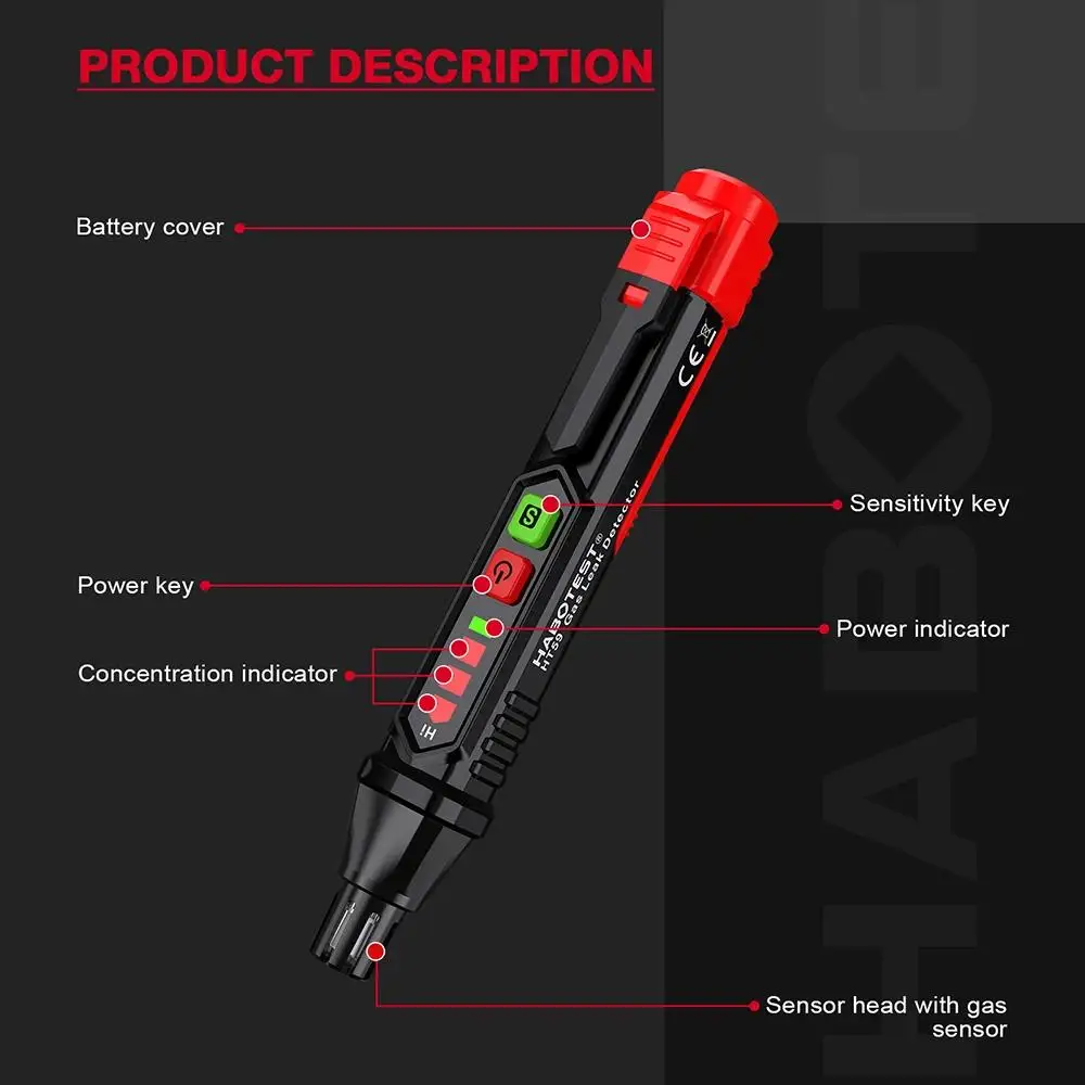 HABOTEST HT59 HT60 HT61 Gasleckdetektor, Detektor für brennbare Gase, Ton- und Bildschirmalarm, Mini-Gasdetektor für natürliches Methan – Detail 5