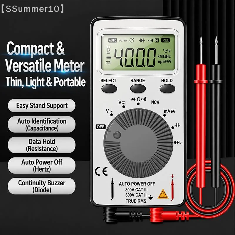 【xxx】Mini Digital Multimeter 4000Count T-RMS AC/DC NCV Capacitance Ammeter Voltmeter Tester Multimetro Digital Profesional Test