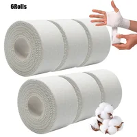 Cinta atlética de 6 uds., cinta adhesiva deportiva de boxeo, cinta adhesiva de algodón blanca para lesiones, vendaje adhesivo elástico de 2,5/3,8 cm para tobillos