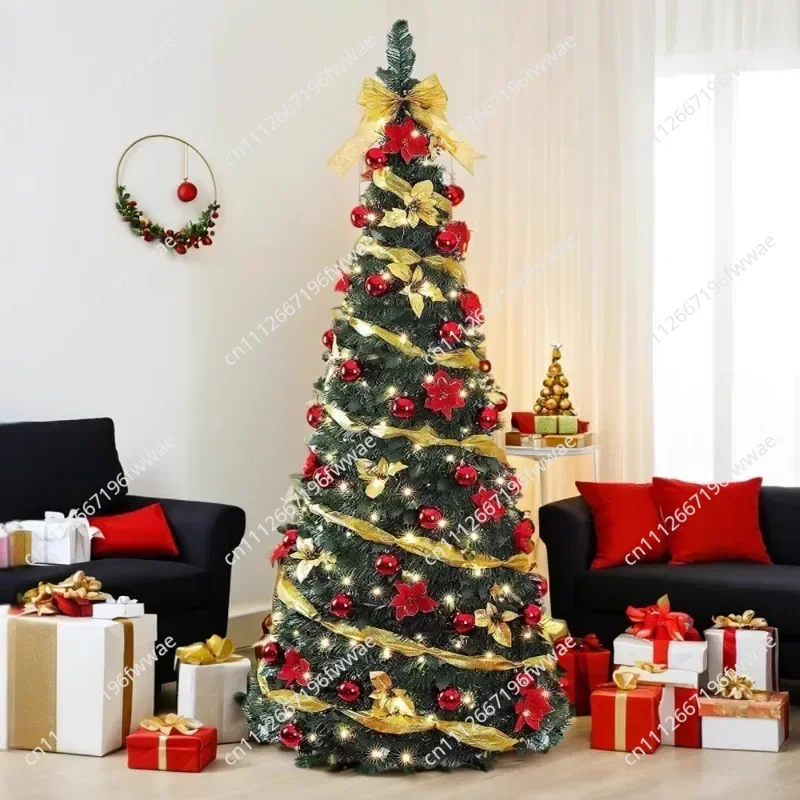 1.2/1.5/1.8/2.1M Folding Christmas Tree Home Atmosphere Christmas Decoration with Lights Shopping Mall Ornament New Year's Gift