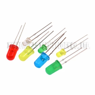 100 Stks/partij 3Mm 5Mm Led Rood Groen Geel Blauw Wit F3 F5