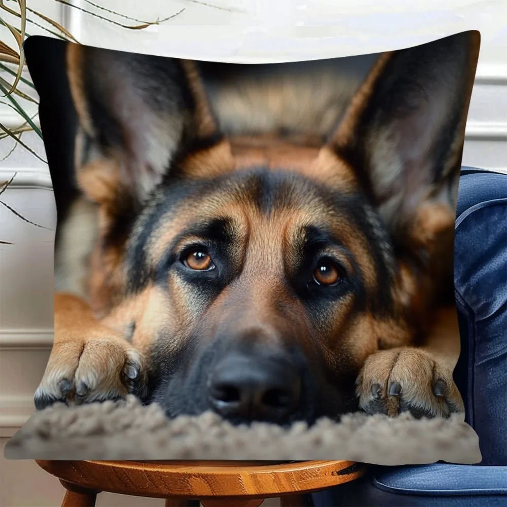 German Shepherd Dog Portrait Photo Pillowcase Cushion Cover Gift for Dog Lovers Pet Decor Home Decoration