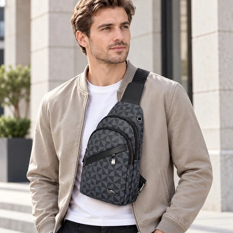 Men Crossbody Chest Bag Water Resistant Wear Resistant Sling Shoulder Bag Multi Pocket Casual Travel Backpack for Daily Use