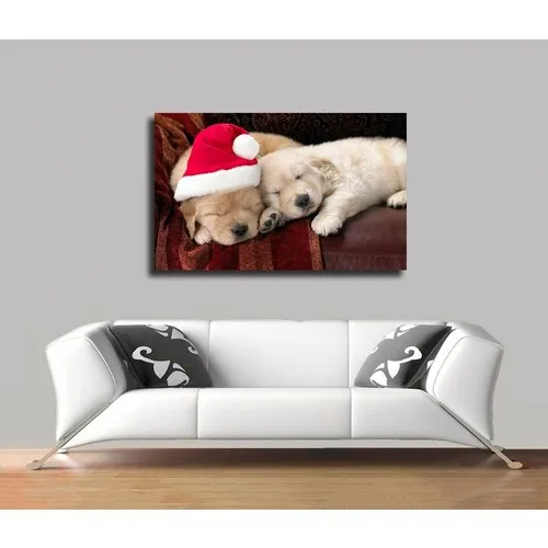 Table Canvas Christmas-Sleeping Puppy Dogs Table