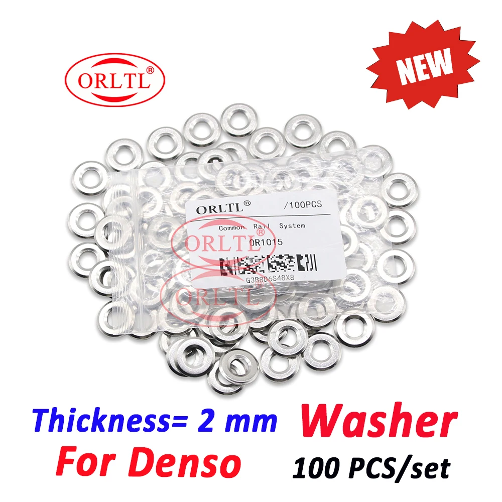 ORLTL 100PCS 23670-0L050 Common Rail Injector Nozzle Washer Fuel E1022016 Heat Shield Rings for Denso Toyota Hilux 2mm/3mm