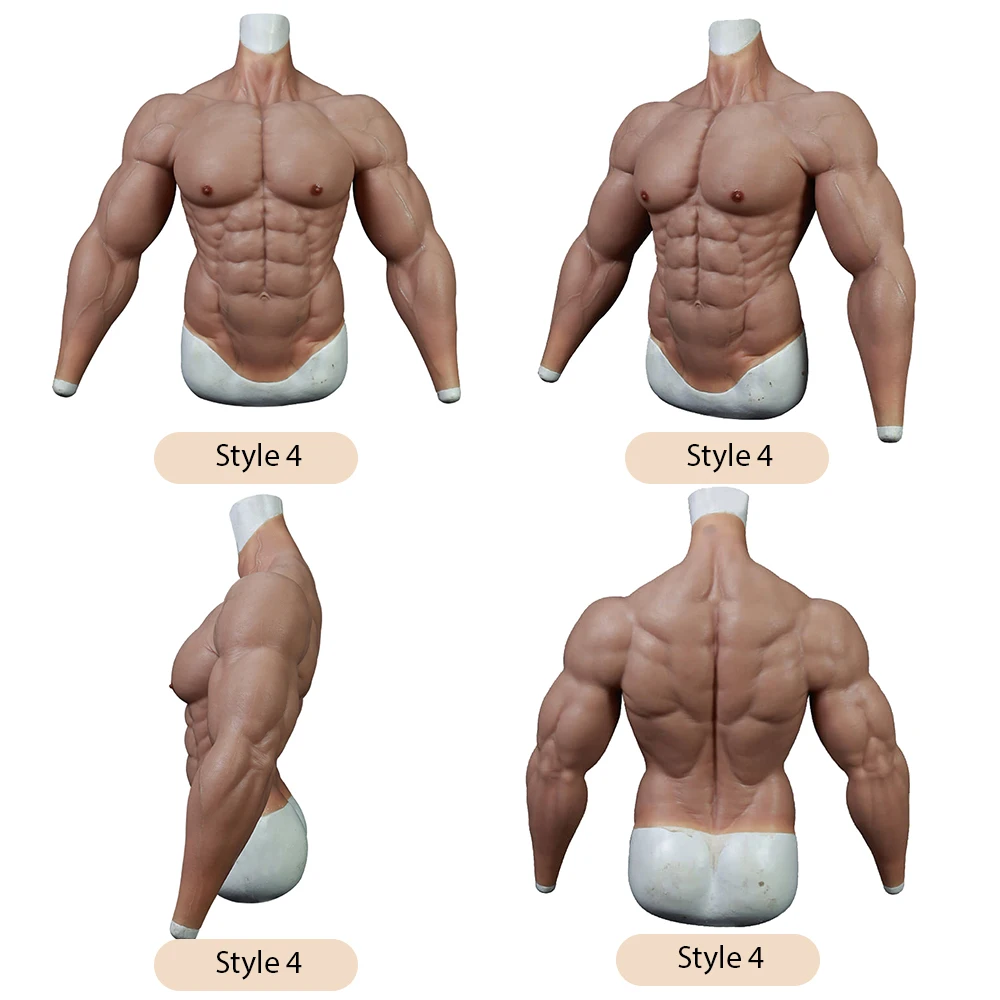 KnowU Muscle Suit Silicone Fake Chest Male Muscle for Cosplay Cross-dressing Four-style realistic Hunk silicone muscles