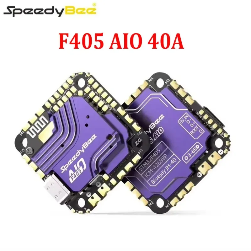 

SpeedyBee F405 AIO 40A Flight Controller with ICM-42688 Gyro & Barometer, Bluejay 48kHz ESC, 25.5x25.5mm for FPV Freestyle Drone