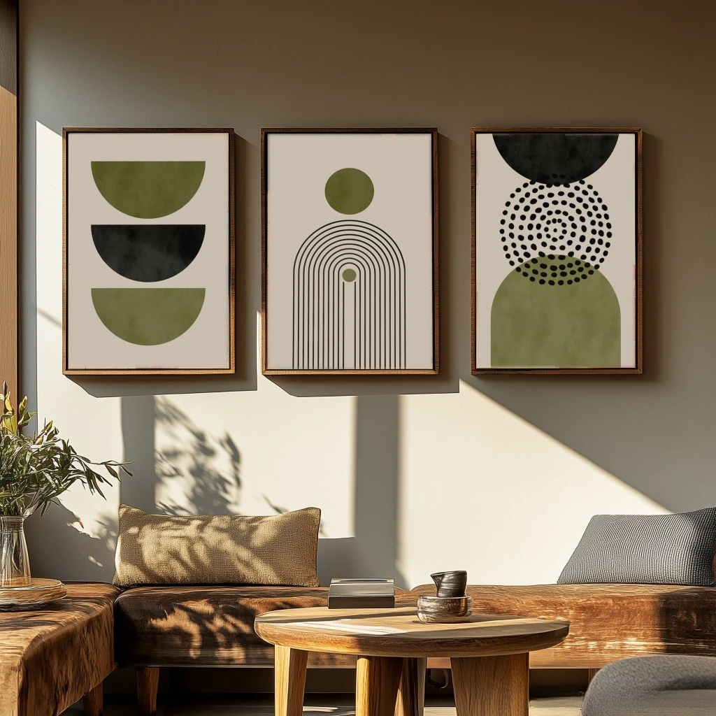 Canvas Painting Abstract  Artwork for Home & Office Decor- Boho Print Modern Mid- Century Style Geometric Line Art Gift Poster