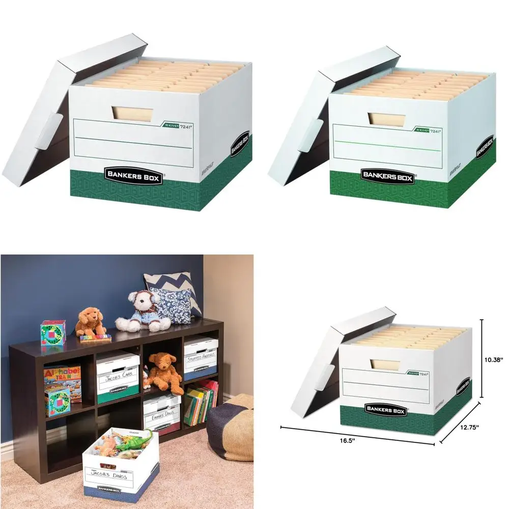 

Heavy-Duty Storage Boxes with Lids, Set of 12, Letter/Legal Size, Easy Assembly