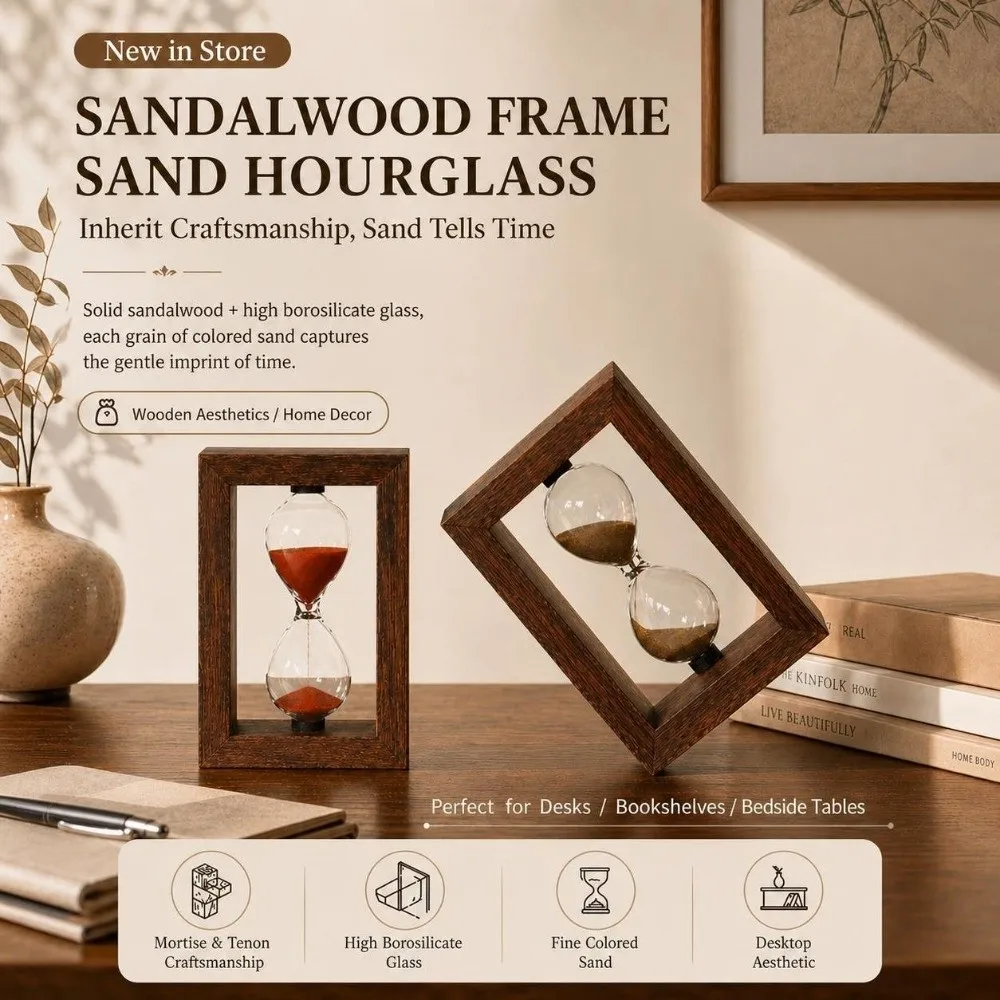 3/5 Minutes Wooden Hourglass Portable Decorative Sand Clock Timer Creative Sandglass Hourglass Mini Desktop Decoration