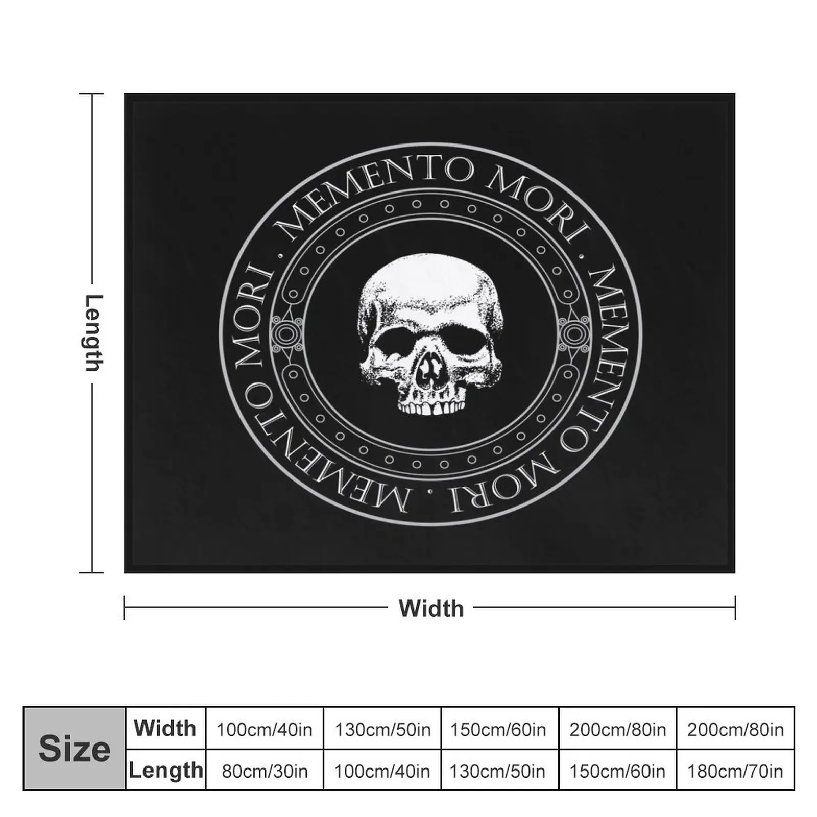 Memento Mori III - Memento Mori Art - Skeleton Skull Logo - Latin Phrase Quotes Throw Blanket Decoratives Luxury St Blankets