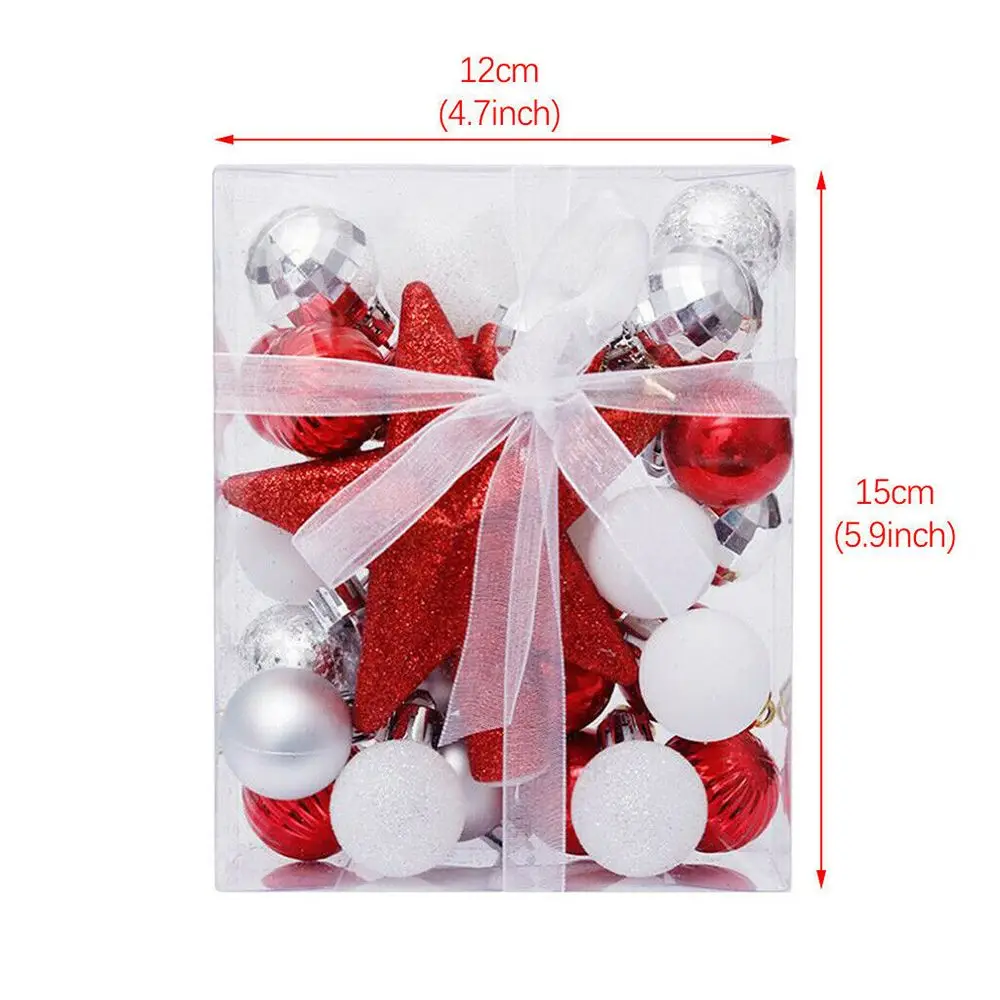 Plastic Hanging Ball para Decoração De Árvore De Natal, Pingente De Gota Bauble, Presentes De DIY, Decoração De Casa, 3cm, 30Pcs