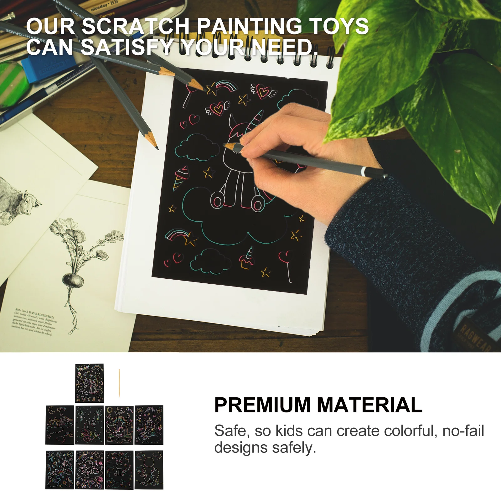 1Set Kratzmalerei-Set für Kinder, Kratzkunst, kreatives DIY, Graffiti, Aktivität, Handwerk, Kinder, Schaben, Malen